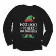 Most Likely To Read A Book Matching Christmas Elf Youth Long Sleeve Tee Most Likely To Read A Book Matching Christmas Elf Youth Long Sleeve Tee