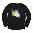 Non-Binary Book Lover Nonbinary Daisy LGBT Reading Pride Youth Long Sleeve Tee