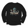 Octopus Reading Book Coffee Book Lover Bookworm Nerd Youth Long Sleeve Tee