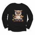 Owl Reading A Book Perched On A Branch Bookworm Youth Long Sleeve Tee Owl Reading A Book Perched On A Branch Bookworm Youth Long Sleeve Tee