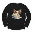 Papillon Books Reading Dog Breed Graphic For Men Women Kids Youth Long Sleeve Tee Papillon Books Reading Dog Breed Graphic For Men Women Kids Youth Long Sleeve Tee
