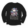 Psychological Thriller Reader Fan Skull Flowers Books Youth Long Sleeve Tee
