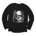 Rabbit Reading Book Full Moon Lake Scenery Youth Long Sleeve Tee