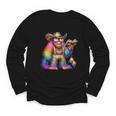 Rainbow Pride Bigfoot Reading Book With Heart Glasses Youth Long Sleeve Tee