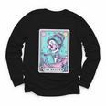 The Reader Retro Reading Skeleton Books Flowers Tarot Card Youth Long Sleeve Tee
