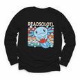 Readsolotl Blue Kawaii Axolotl Book Lover Reading Retro Youth Long Sleeve Tee