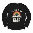Retro Rainbow Take A Look It's In A Book Reading Youth Long Sleeve Tee