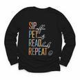 Sip Coffee Pet Cats Read Books Repeat Book Cat Lover Youth Long Sleeve Tee