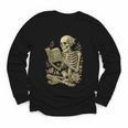 Skeleton Book Floral Skull Halloween Teacher Costume Youth Long Sleeve Tee