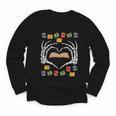 Skeleton Heart Read Reading Book Librarian Halloween Women Youth Long Sleeve Tee