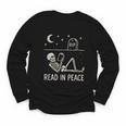 Skeleton Read In Peace Halloween Book Graphic Bookish Youth Long Sleeve Tee Skeleton Read In Peace Halloween Book Graphic Bookish Youth Long Sleeve Tee