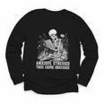 Skeleton Reading Book Anxious Stressed True Crime Obsessed Youth Long Sleeve Tee
