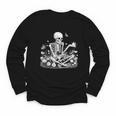 Skeleton Reading Book Floral Dark For Book Lovers Youth Long Sleeve Tee