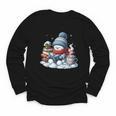Snowman Reading Books Lovers Librarian Bookworm Christmas Youth Long Sleeve Tee
