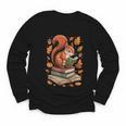 Squirrel Reading Book Lovers Fall Leaves Library Books Youth Long Sleeve Tee