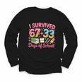 Survived 67 Days Of School Ice Cream Drip Apple Pencil Book Youth Long Sleeve Tee