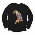 Teacher Shirt Giraffe Holding Books Bookworm Librarian Youth Long Sleeve Tee