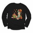 Turkey Reading Books Fall Librarian Book Lover Teacher Kids Youth Long Sleeve Tee