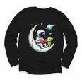 UFO Alien Astronaut Reading Book In Space Youth Long Sleeve Tee