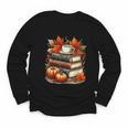 Vintage Autumn Books Coffee Pumpkin Fall Reading Youth Long Sleeve Tee