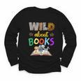Wild About Reading Books Reader Bookworm Animals Book Lover Youth Long Sleeve Tee