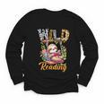 Wild About Reading Books Reader Lover Funny Teacher Animals For Men Women Kids Youth Long Sleeve Tee
