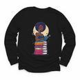 Woman And Books Stack Afro Girl Reading Lover Youth Long Sleeve Tee