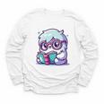 Adorable Book Lover Yeti With Reading Glasses Cute Youth Long Sleeve Tee
