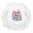 Book Lover Coquette Bow Pink Dainty Ribbon Cute Bookworm Youth Long Sleeve Tee