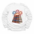 Books Fireworks 4th Of July Bookworm Patriotic Reader Youth Long Sleeve Tee