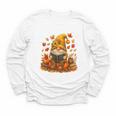 Cute Autumn Gnome Reading Pumpkin Book Lover Youth Long Sleeve Tee