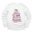 Cute Book Lover Frog Pretty Girls Read Books Kawaii Reading Youth Long Sleeve Tee