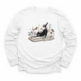 Cute Cat Flower Garden Book Kitty Reading Floral Men Women Girls Kids Youth Long Sleeve Tee