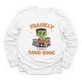 Cute Halloween Teacher Librarian Frankenstein Reading Books Youth Long Sleeve Tee