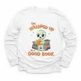 Cute Halloween Teacher Librarian Mummy Reading Books Youth Long Sleeve Tee