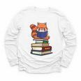 Cute Kawaii Kids Reading Books Glasses Red Panda Lover Youth Long Sleeve Tee