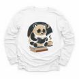 Cute Panda Reading Book Under Moon Bookworm Coffee Lover Youth Long Sleeve Tee