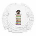 Cute Wiener Dog Dachshund Reading On Pile Of Books Youth Long Sleeve Tee