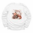 Fox And Book Lover Graphic For Women And Spring Pink Flower Youth Long Sleeve Tee