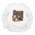 Ghost Reading Book Cat Lover Halloween Reading Enthusiast Youth Long Sleeve Tee