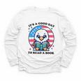 A Good Day To Read a Book Reading Eagle With American Flag Youth Long Sleeve Tee