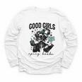 Good Girls Read Spicy Skeleton Book Club Youth Long Sleeve Tee