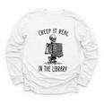 Halloween Skeleton Pun Book Lover Library Joke Youth Long Sleeve Tee