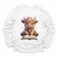 Highland Cow Reading Book Bookworm Youth Long Sleeve Tee