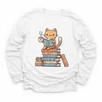 Kawaii Cat Coffee Books Teacher Men Women Girls Kids Youth Long Sleeve Tee