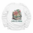 Leer ES Poder Cute Floral Spanish Teacher Book Reading Youth Long Sleeve Tee