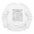 Library Card Due Date Stamp Book Lover Reading Vintage Read Youth Long Sleeve Tee