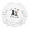 Life Better With 2 Cats Books Kitten Kitty Women Girls Kids Youth Long Sleeve Tee