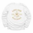 Love God Drink Coffee Read Books Lovers Vintage Christian Youth Long Sleeve Tee