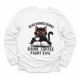 Read Banned Books Drink Coffee Fight Evil Retro Cat Youth Long Sleeve Tee Read Banned Books Drink Coffee Fight Evil Retro Cat Youth Long Sleeve Tee